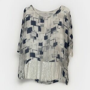 Made in Italy Sheer Silk Blend Sequin Layered Top Oversized Coastal Quiet Luxury